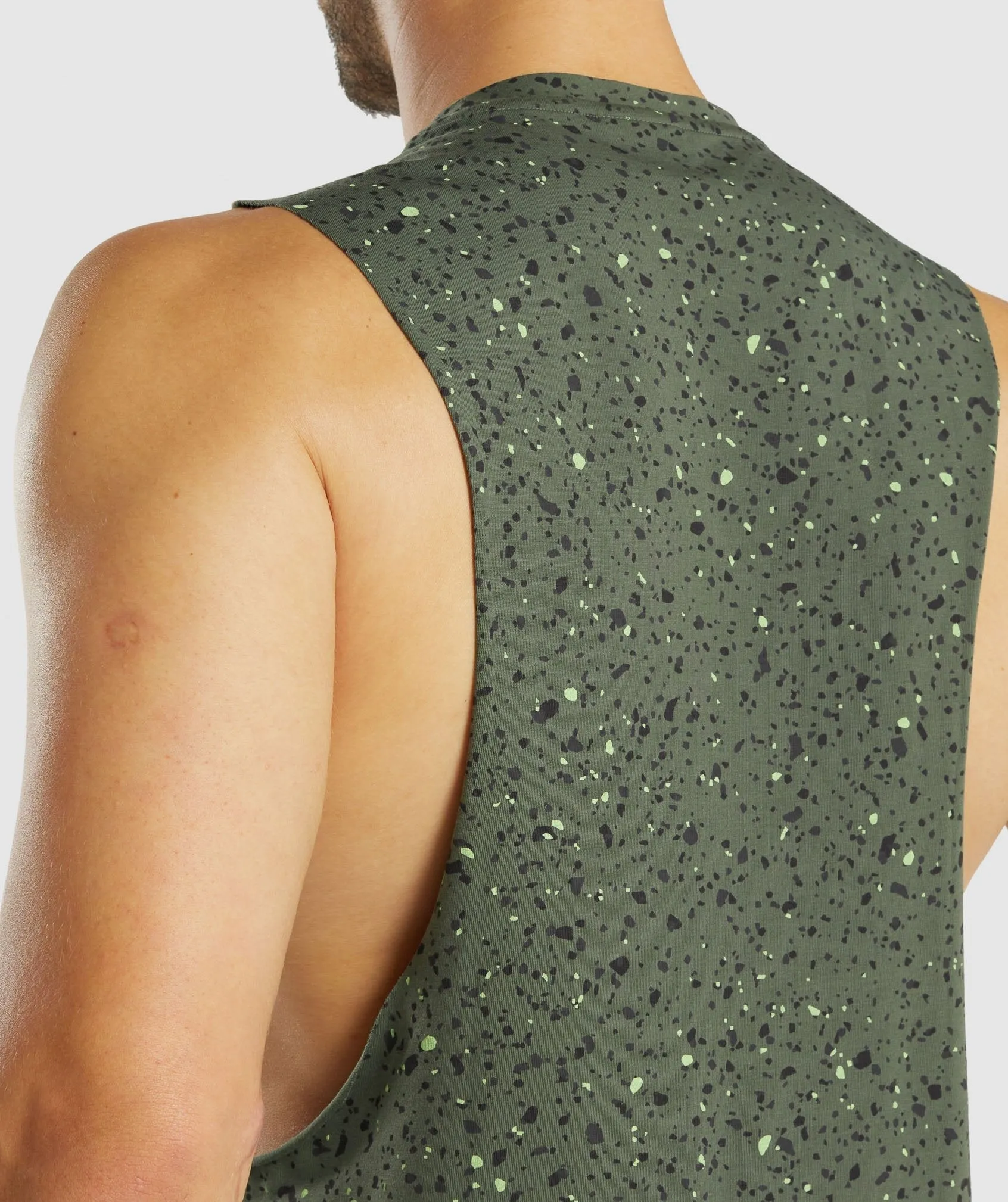 Gymshark Micro Print Drop Arm Tank - Green