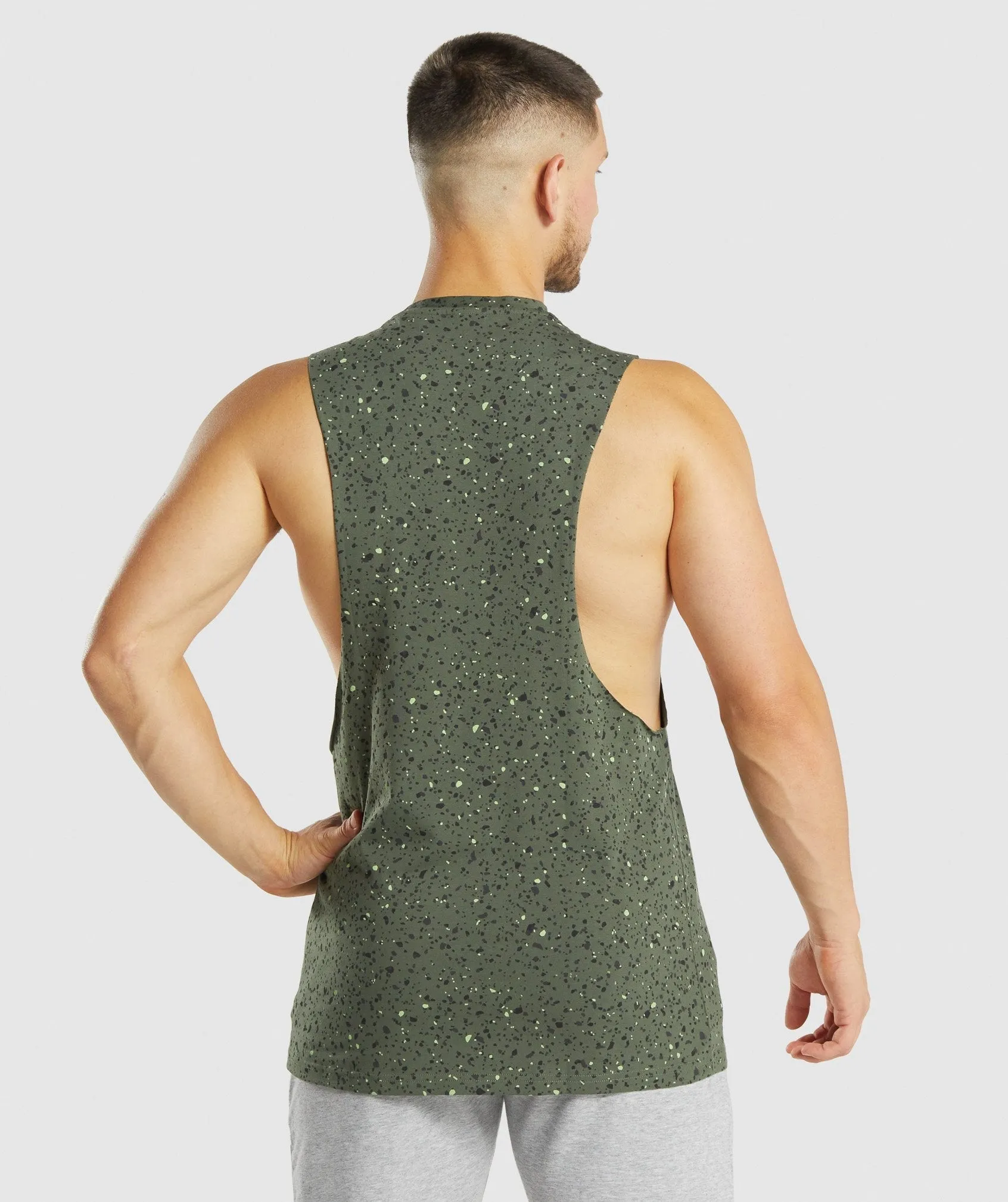 Gymshark Micro Print Drop Arm Tank - Green