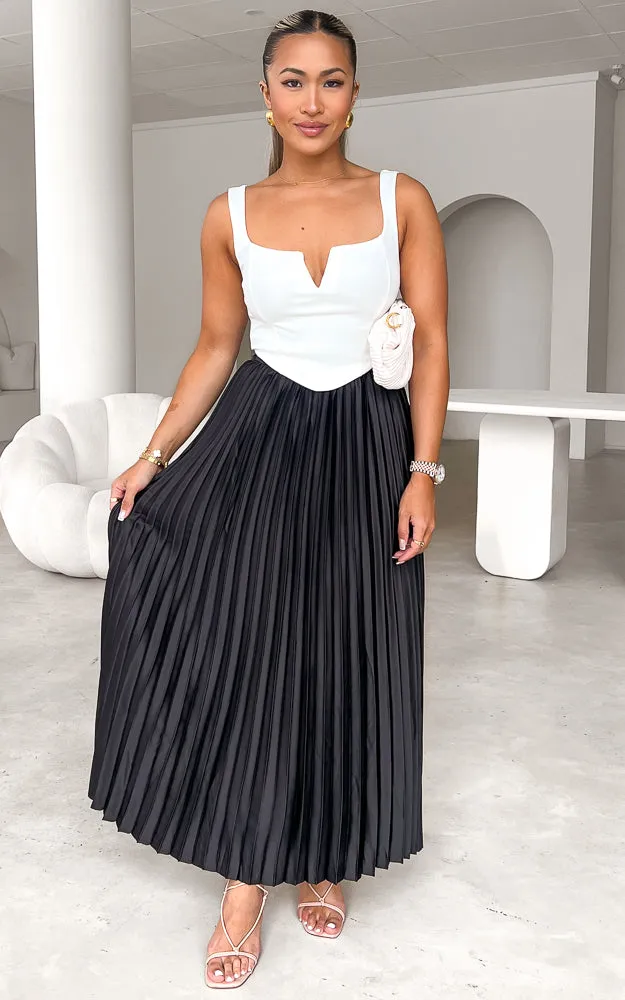 Hanna Pleated Maxi Skirt - Black