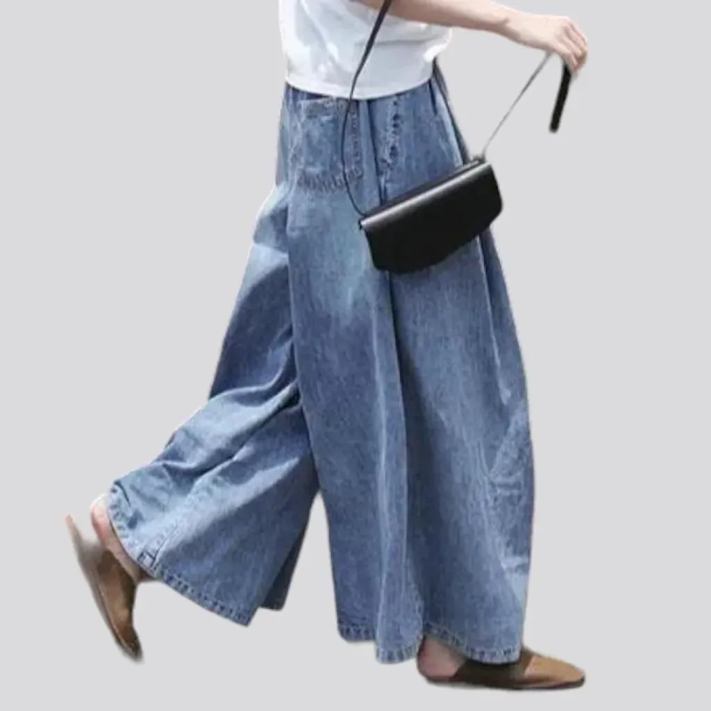 High-waist light-wash women's denim pants