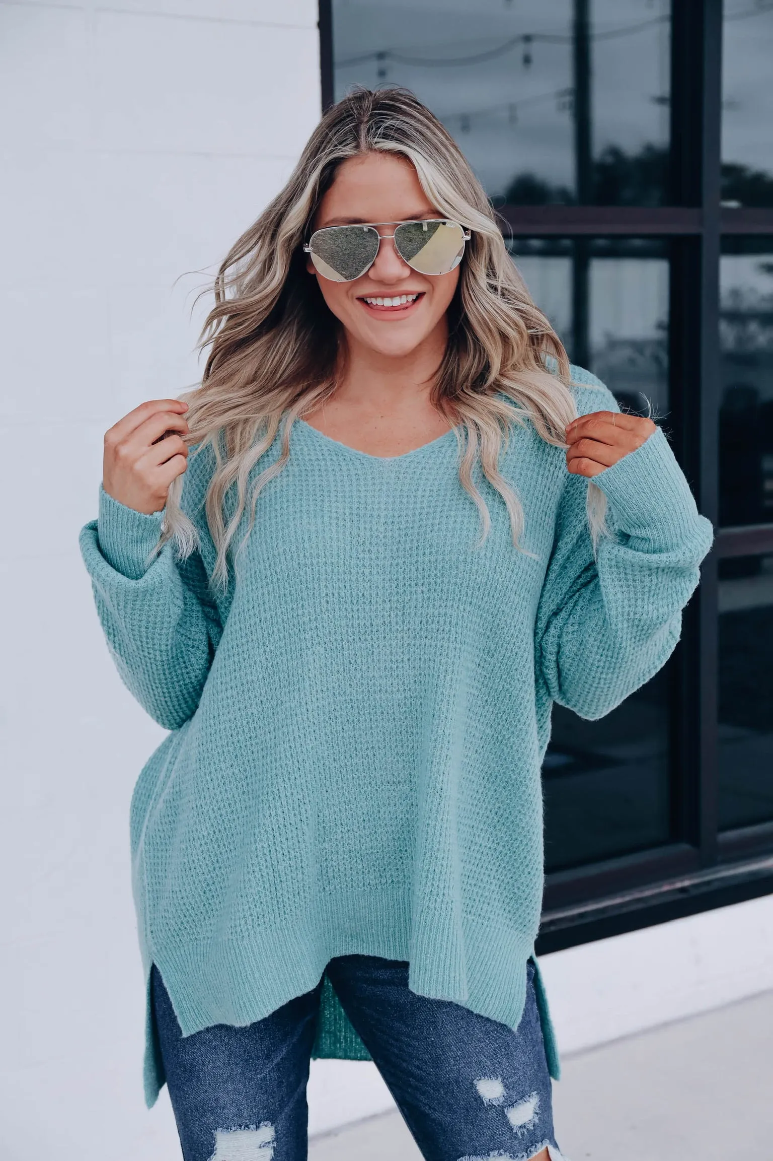 Homebody Cozy Knit Sweater - Jade