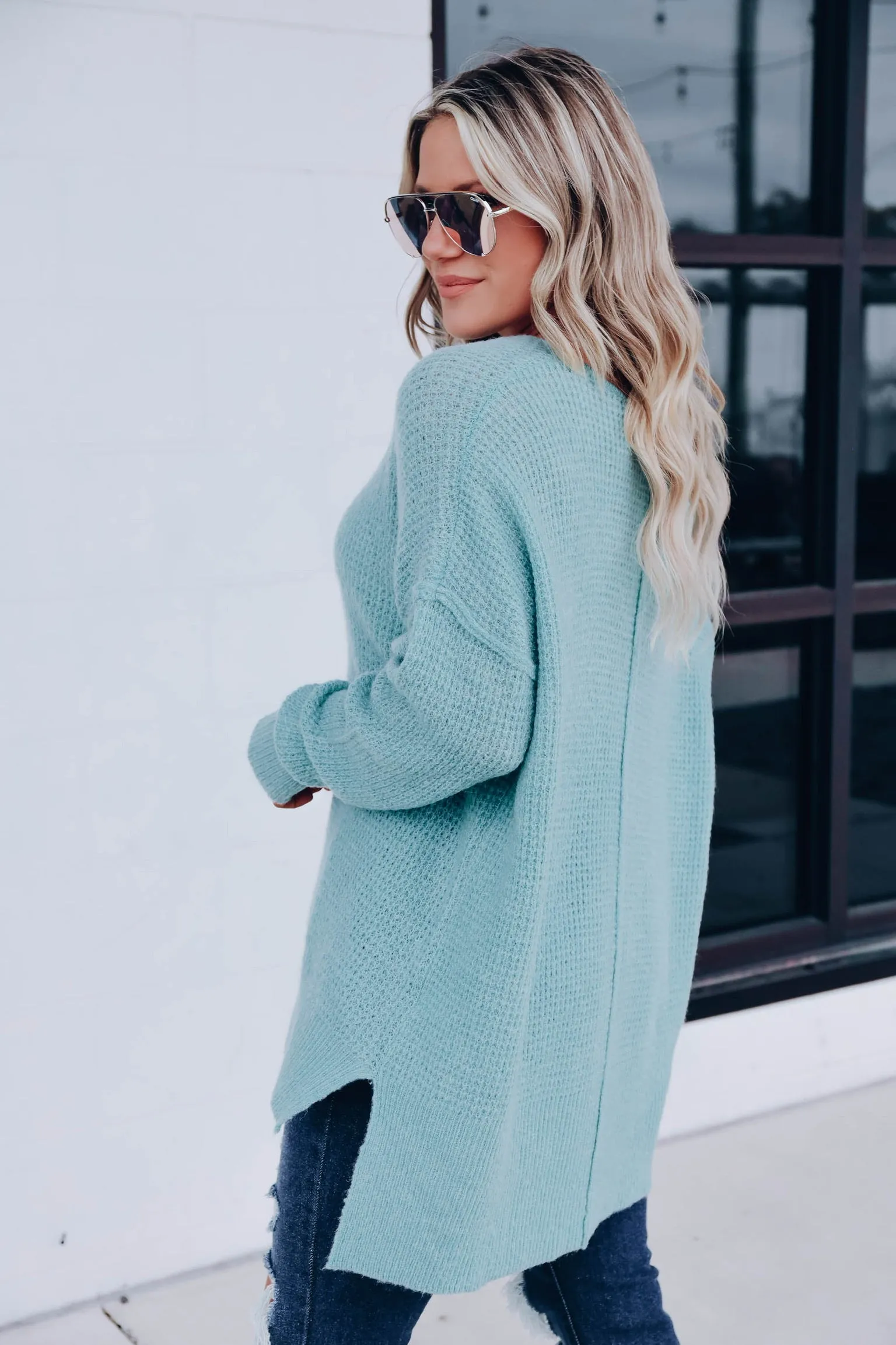 Homebody Cozy Knit Sweater - Jade