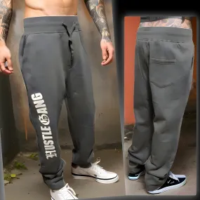 ^HUSTLE GANG^ (GREY) OPEN LEG SWEATPANTS