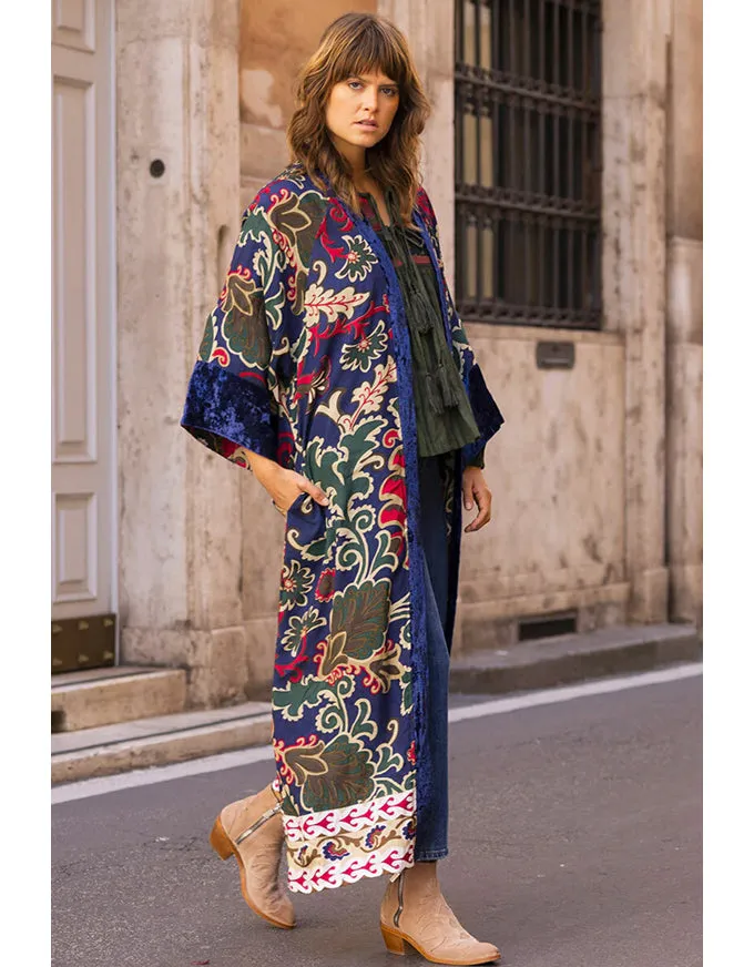 Ivana Kimono Navy Print