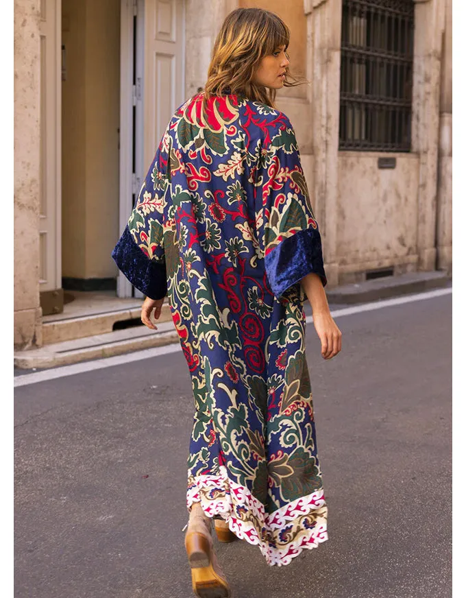 Ivana Kimono Navy Print