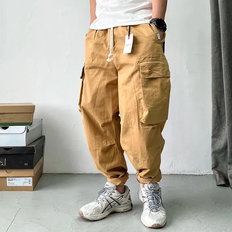 Japanese Streetwear Loose Straight Cargo Pants - Sports Casual Trousers