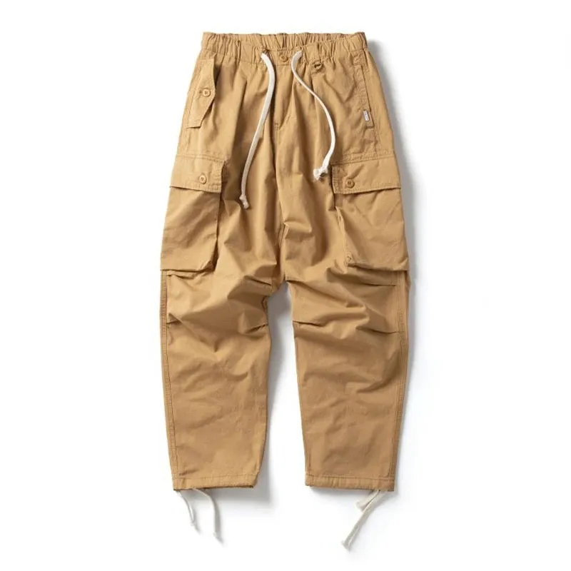 Japanese Streetwear Loose Straight Cargo Pants - Sports Casual Trousers