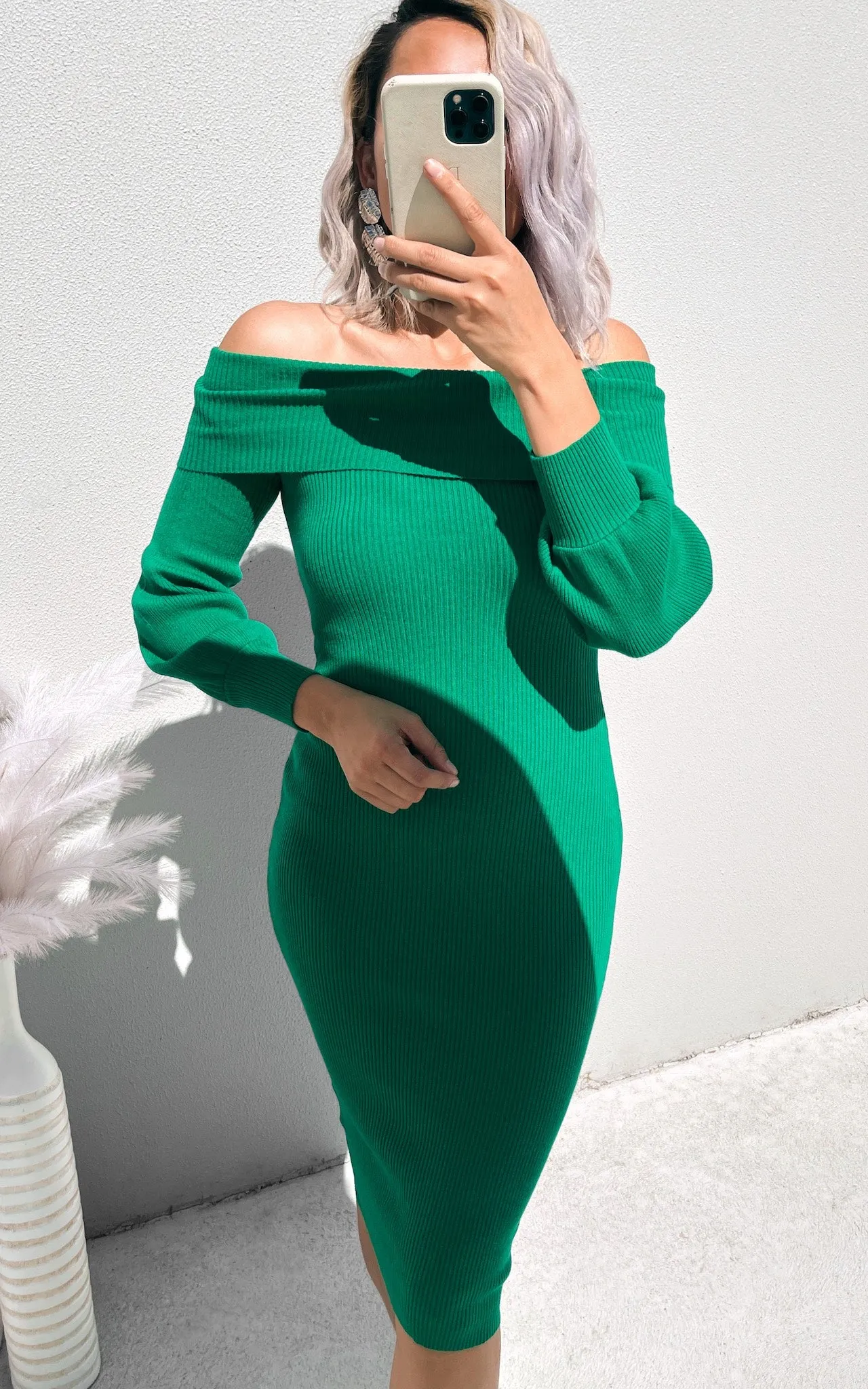 Juno Knit Midi Dress - Forest Green