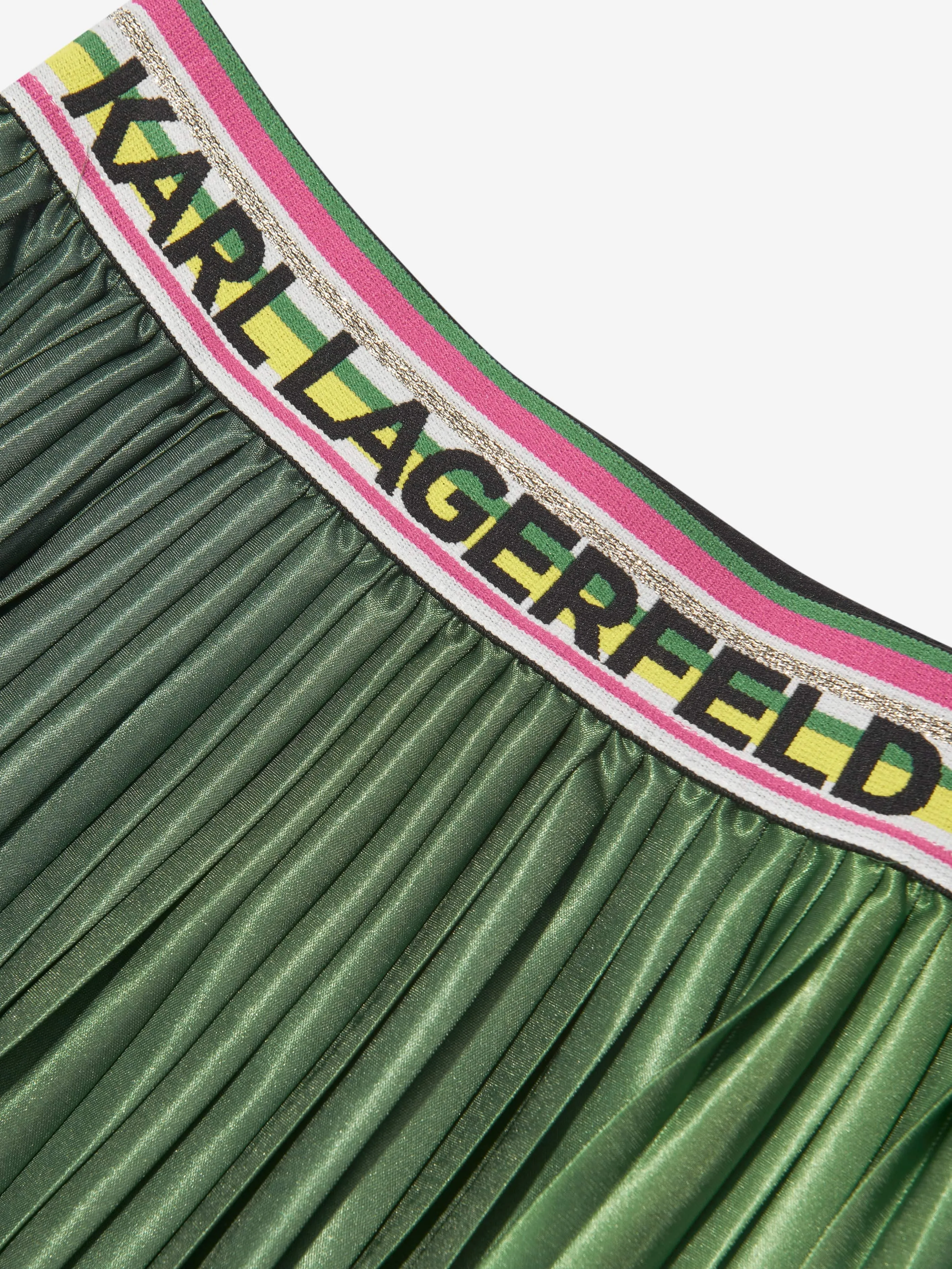 Karl Lagerfeld Girls Pleated Midi Skirt in Green