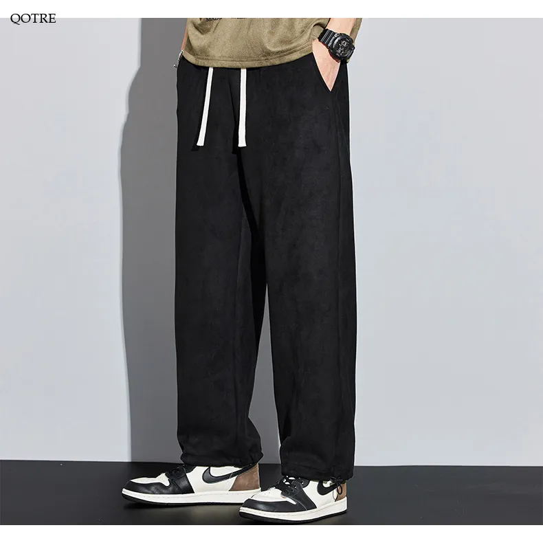 Knitted Straight Leg Suede Sports Versatile Sweatpant