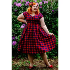 Lily Off Shoulder Red Tartan Swing Dress