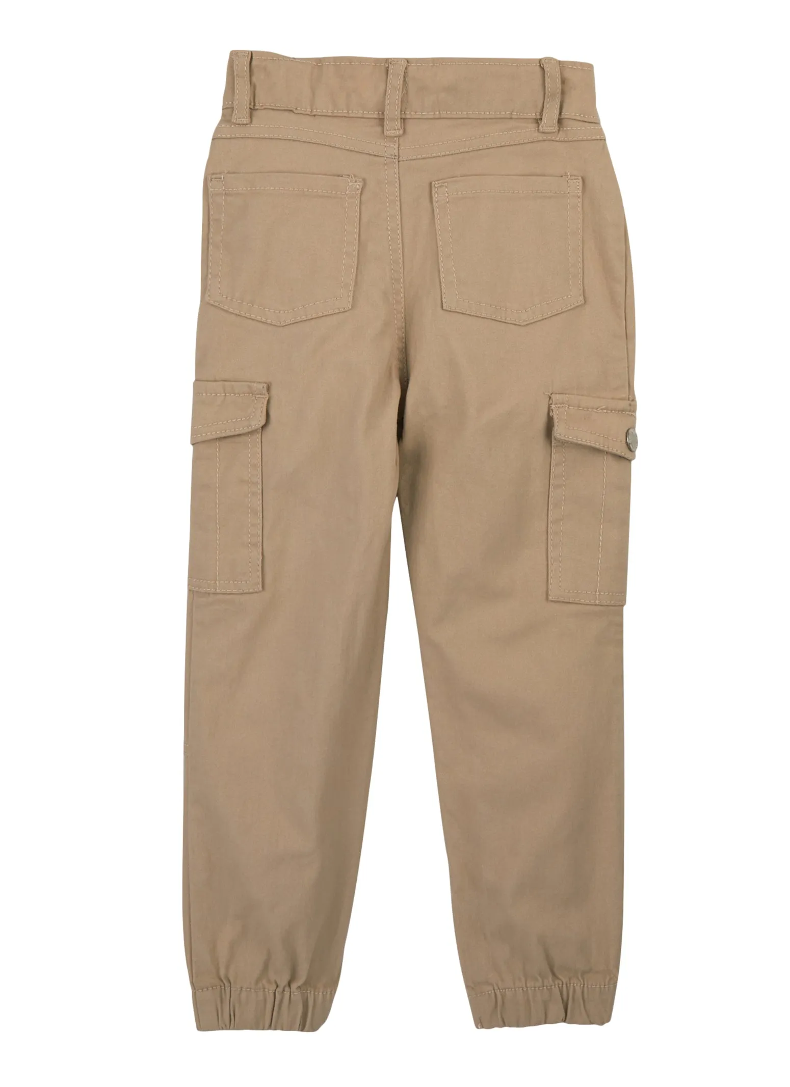 Little Girls Twill Solid Cargo Joggers