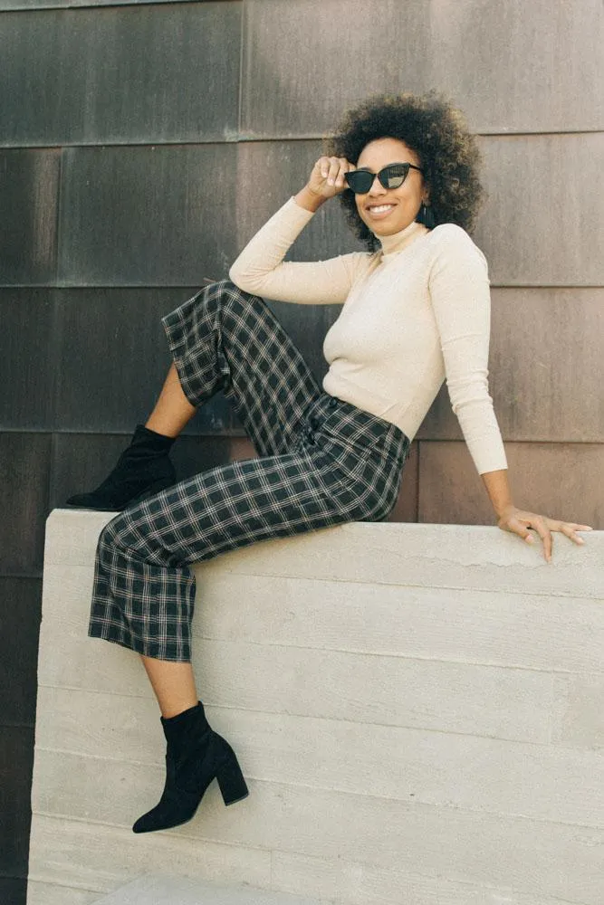 Lush High Waist Plaid Culottes