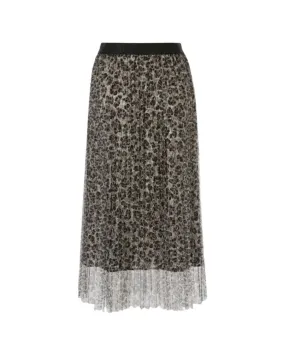 Marc Cain Tulle Leopard Pleated Skirt