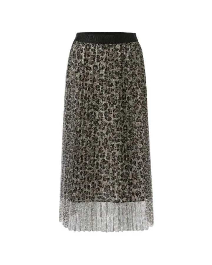 Marc Cain Tulle Leopard Pleated Skirt