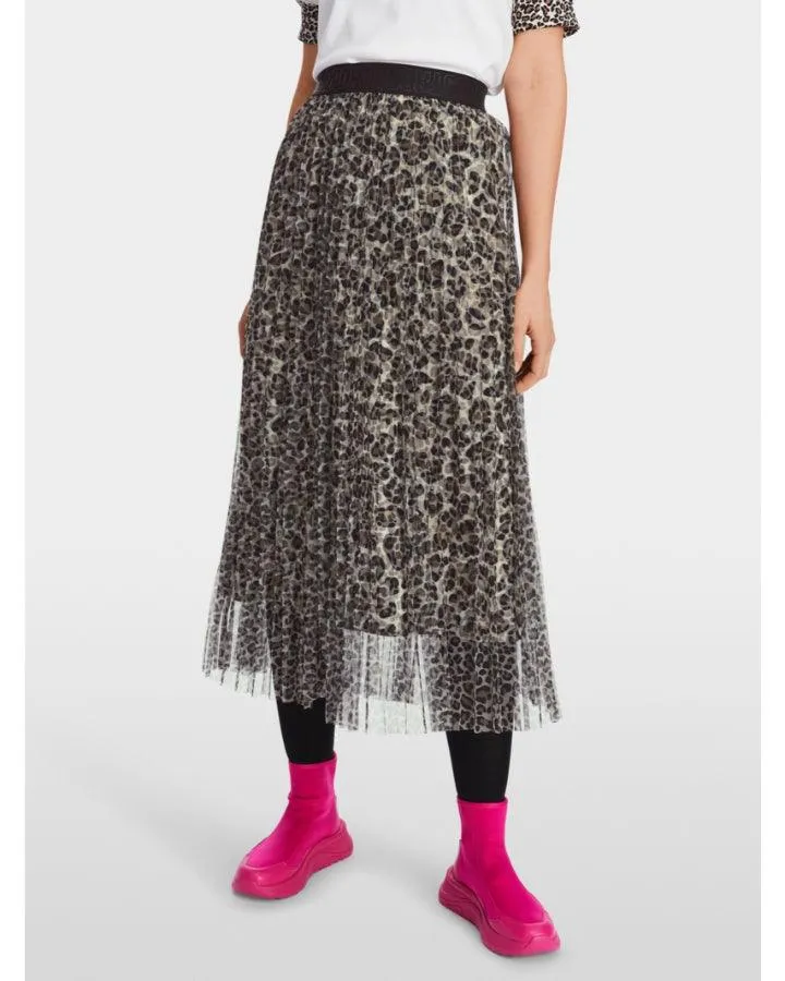 Marc Cain Tulle Leopard Pleated Skirt