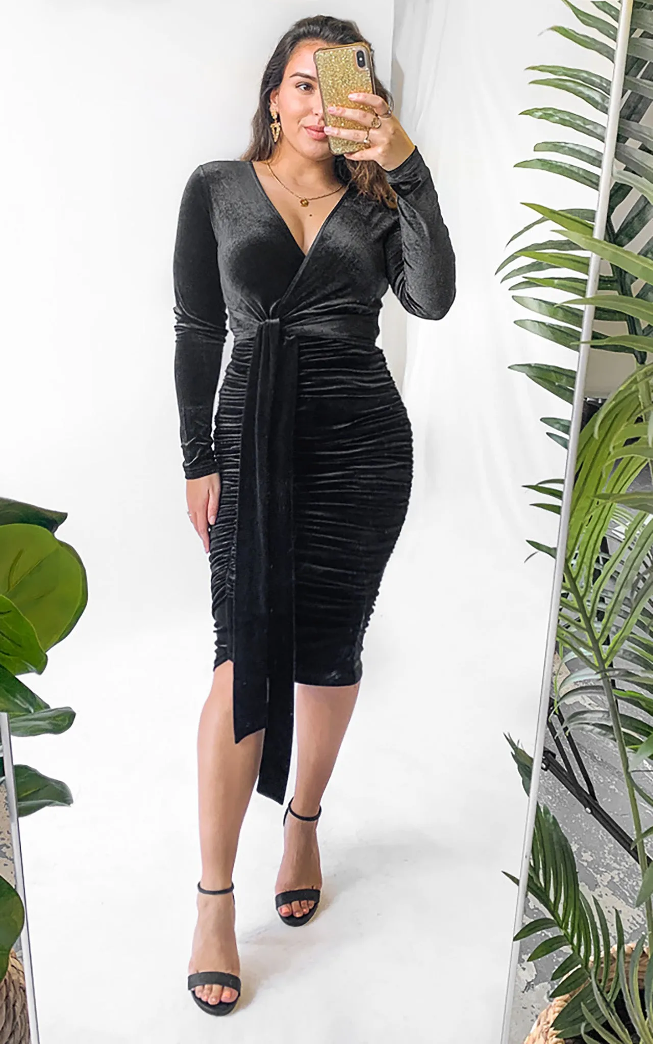 Martini Midi Dress - Black Velvet