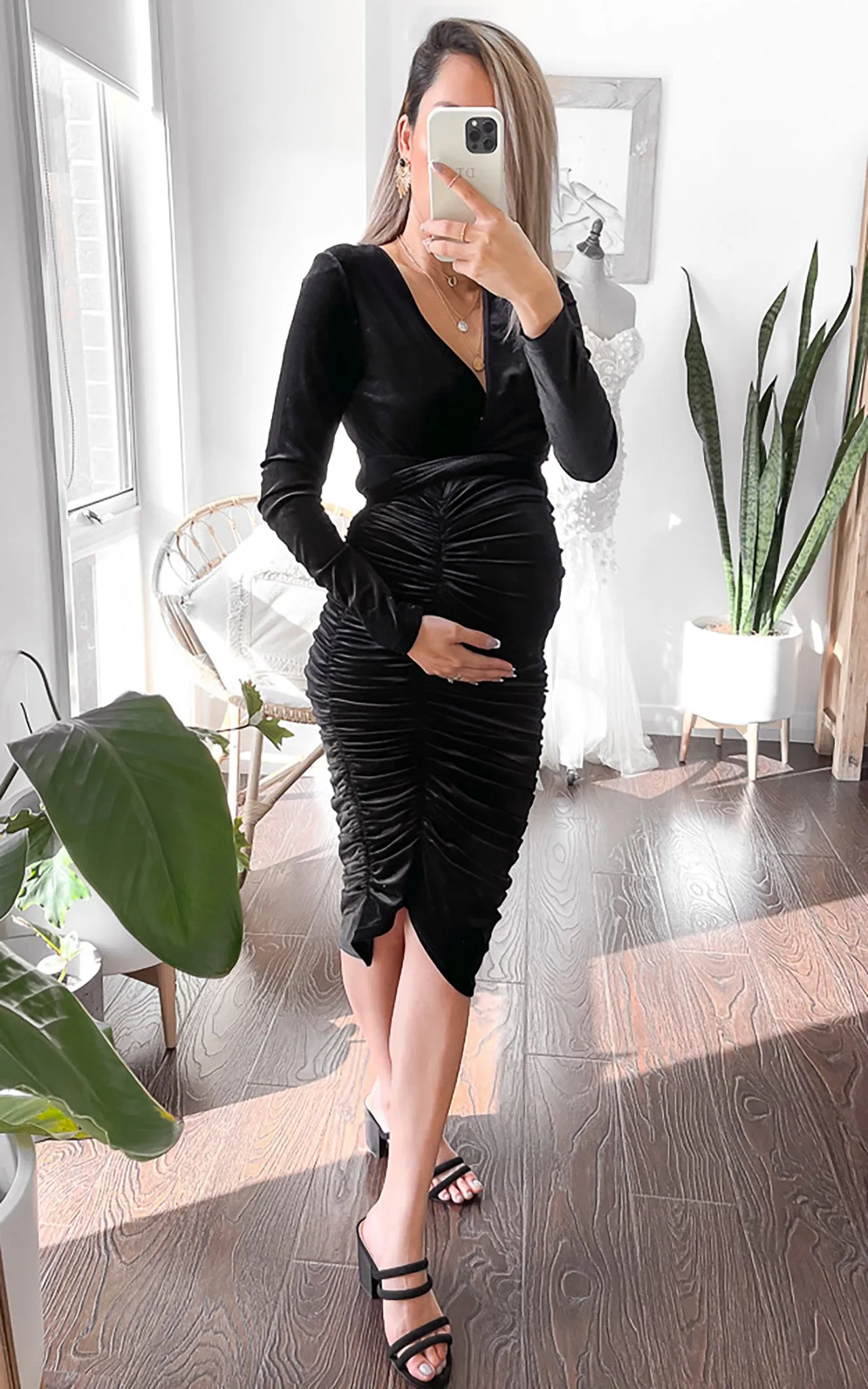 Martini Midi Dress - Black Velvet