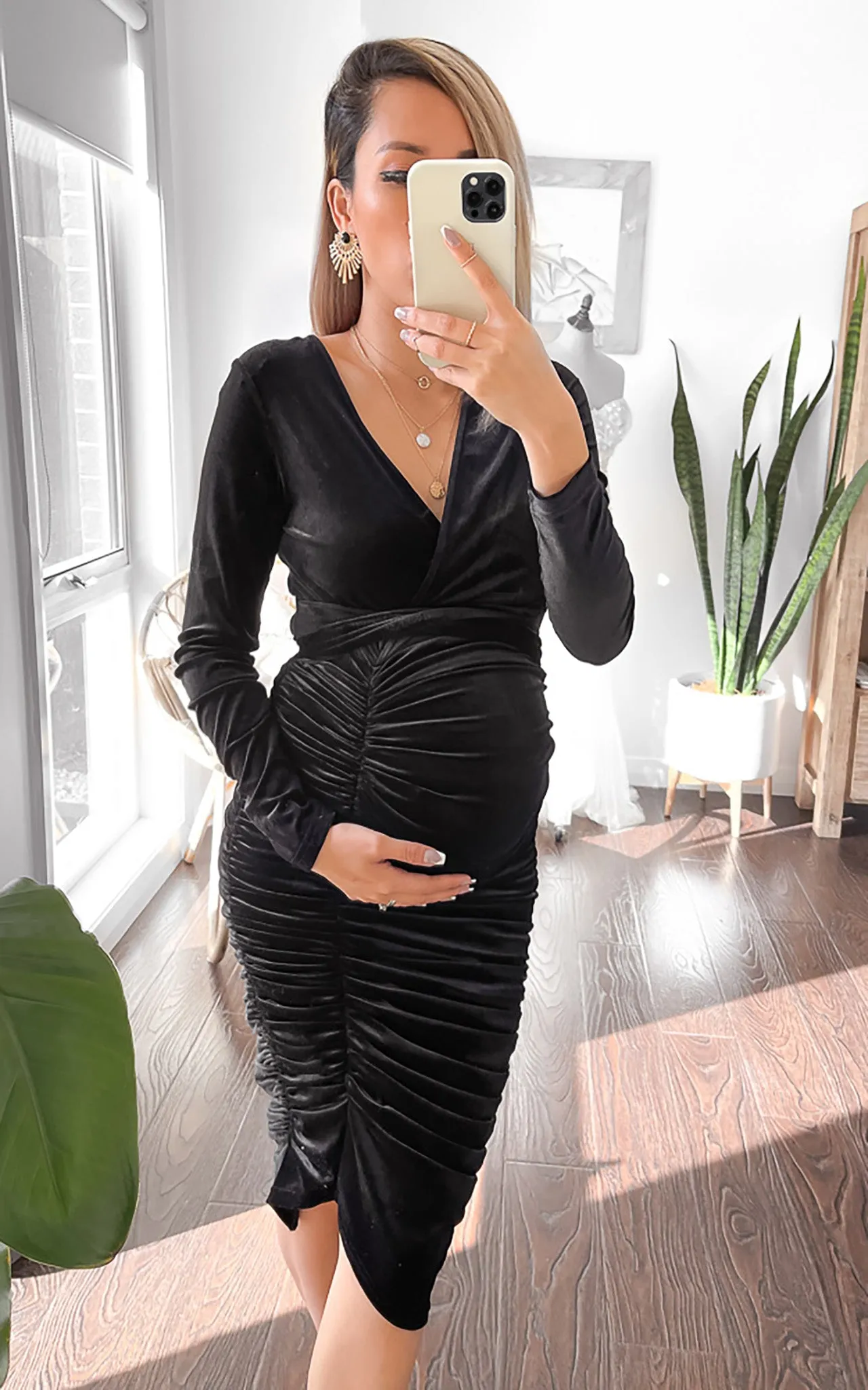 Martini Midi Dress - Black Velvet