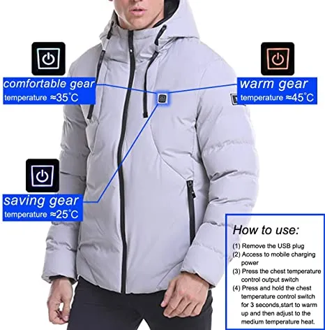 Men's Heated Hooded Winter Down Jacket