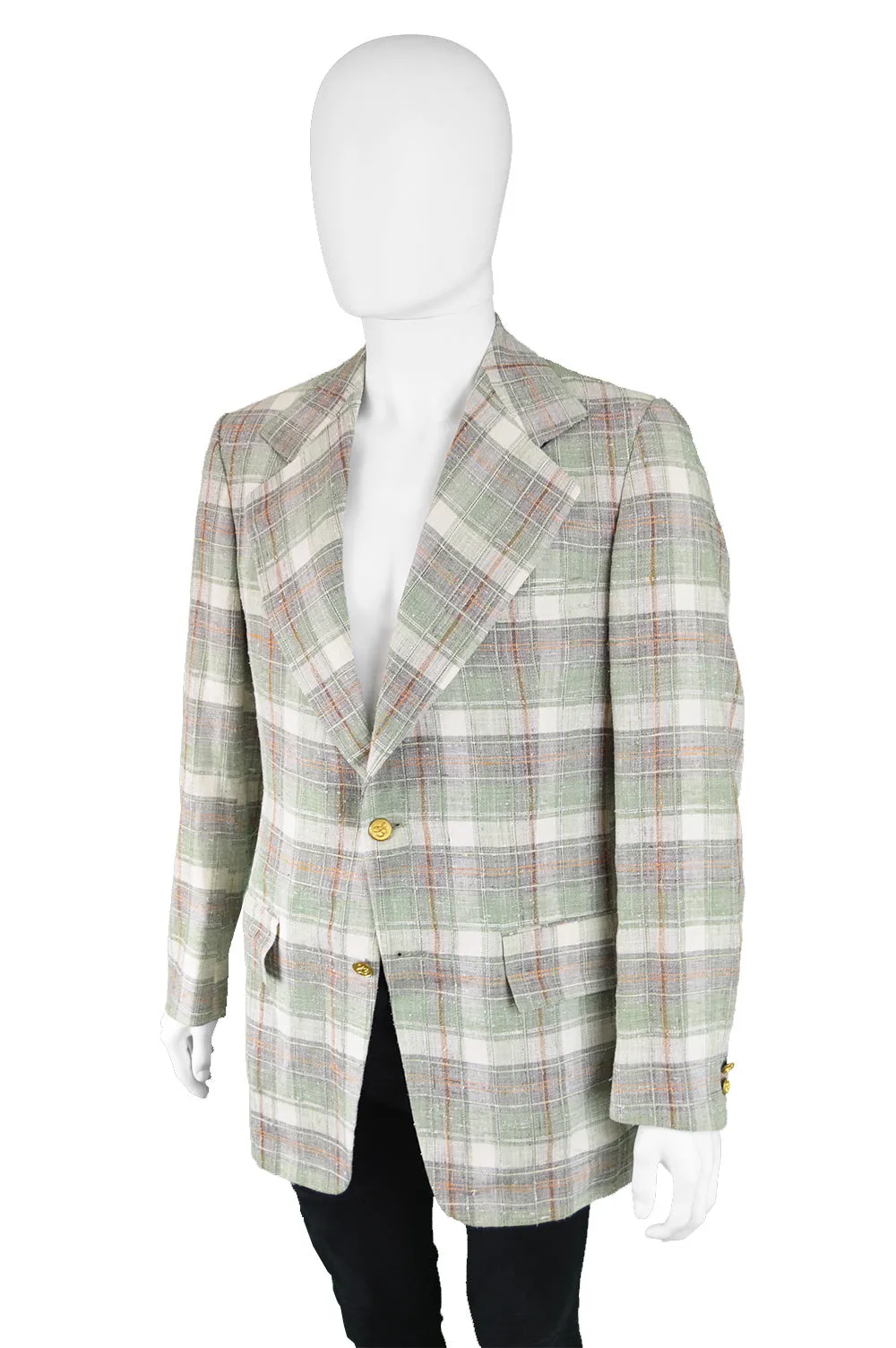 Mens Light Vintage Plaid Jacket, 1970s