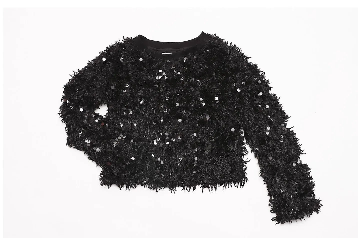 MIA Black Textured Sparkle Shag Sweater