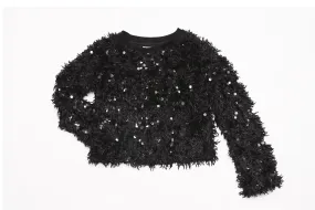 MIA Black Textured Sparkle Shag Sweater