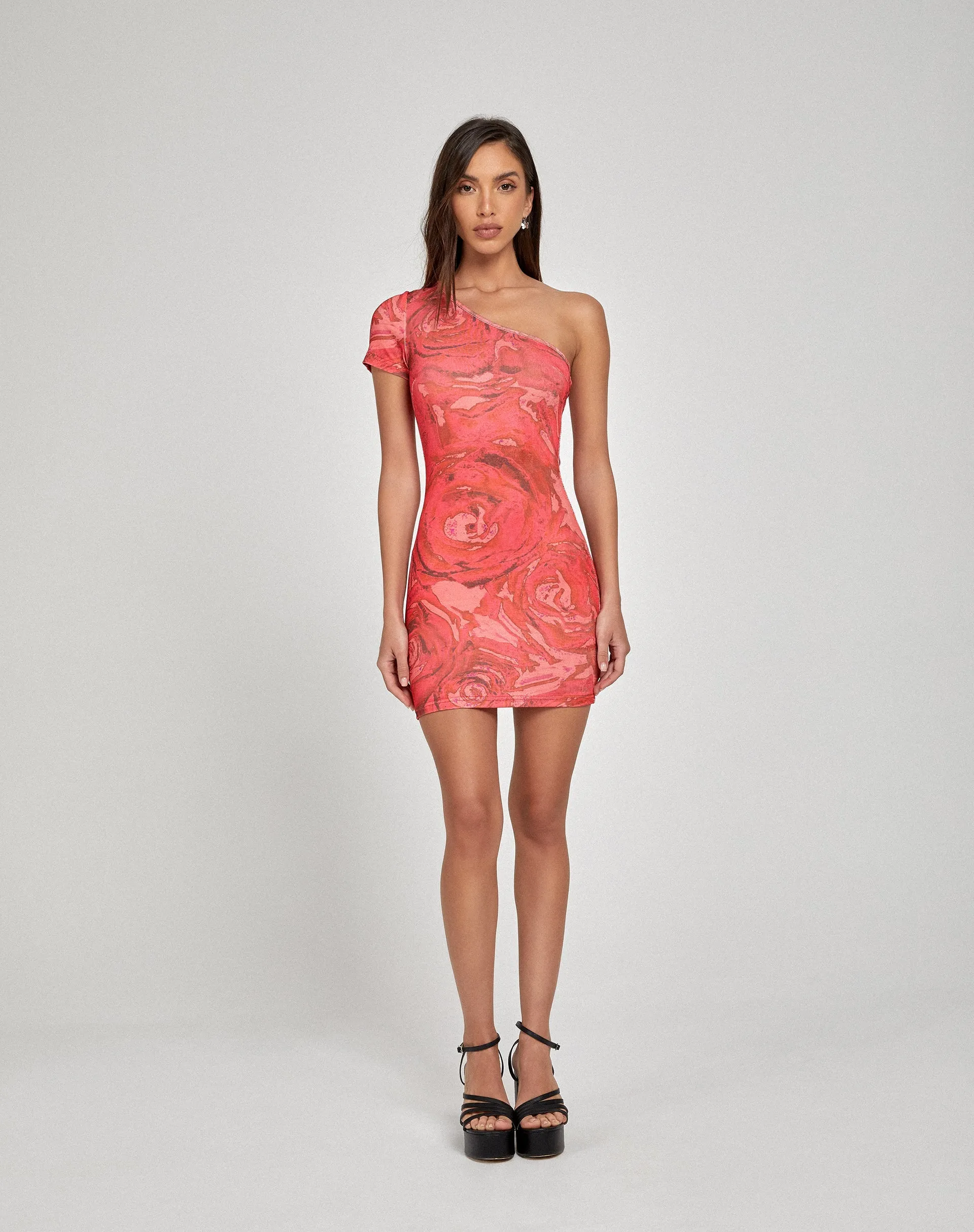 Minaka Bodycon Dress in Rose Petal Red