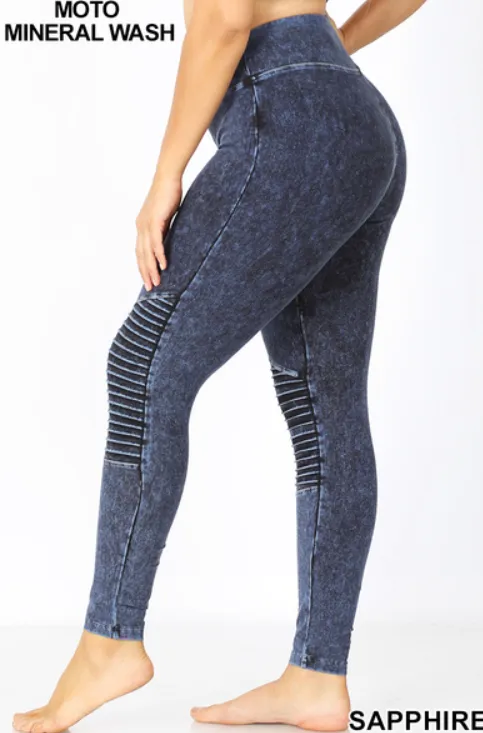 Mineral Wash Moto Leggings