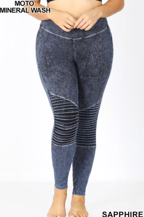 Mineral Wash Moto Leggings