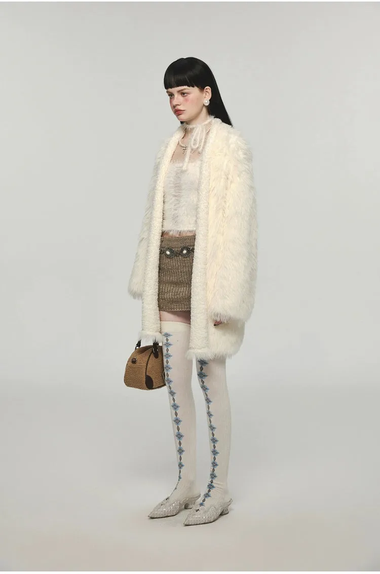 Mink Fur Coat with Tank Top Two-Piece Set