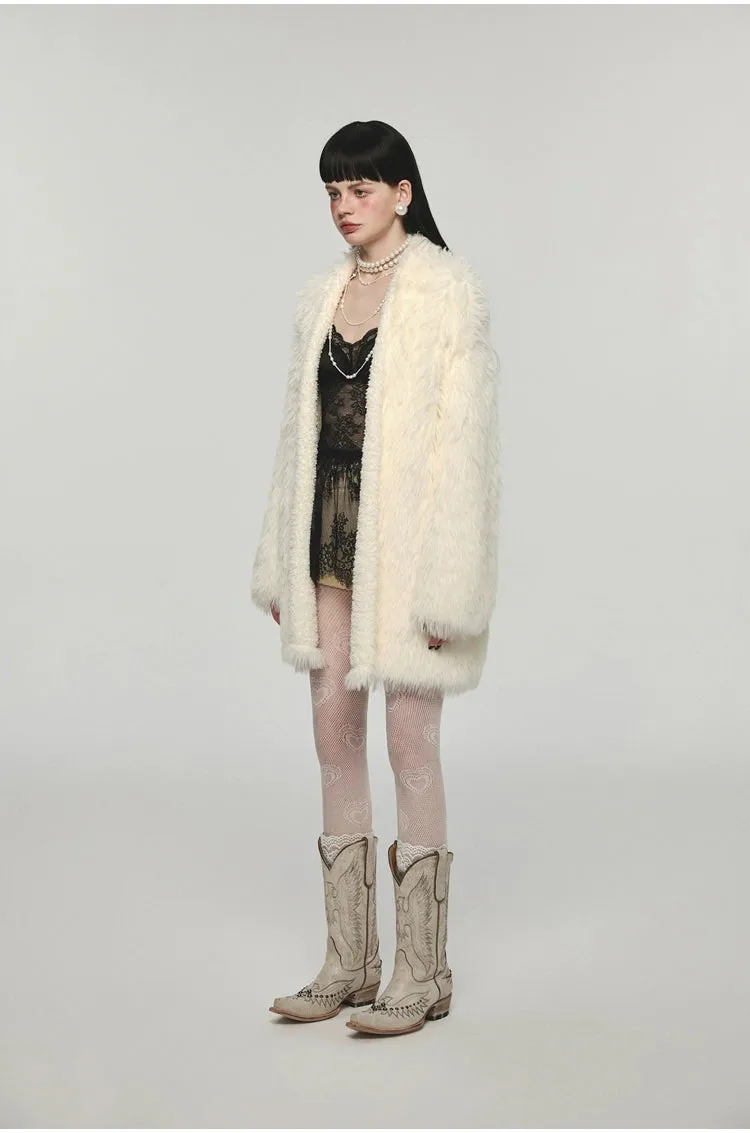 Mink Fur Coat with Tank Top Two-Piece Set