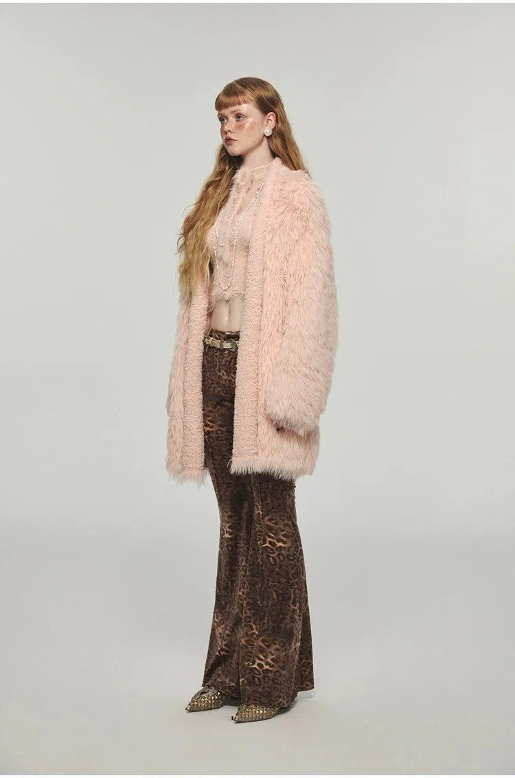 Mink Fur Coat with Tank Top Two-Piece Set