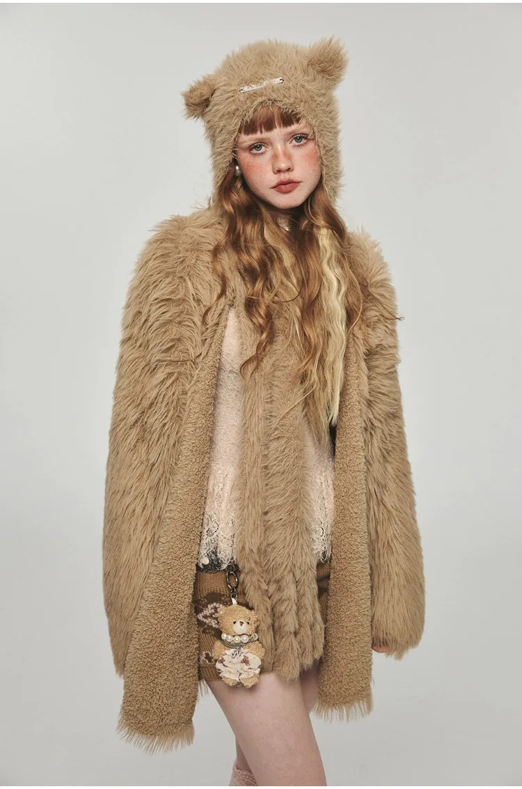 Mink Fur Coat with Tank Top Two-Piece Set