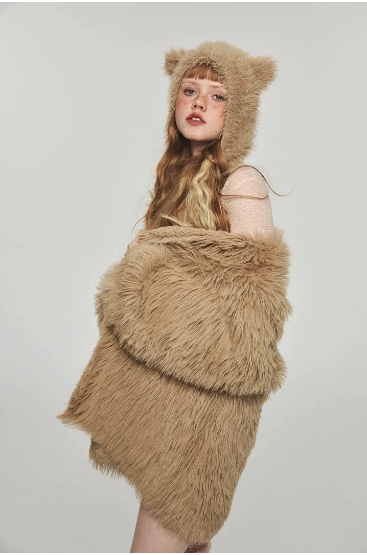 Mink Fur Coat with Tank Top Two-Piece Set