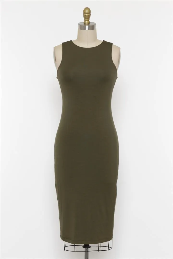 Must Have High Neck Double Layer Bodycon Midi Dress (Assorted Colors)