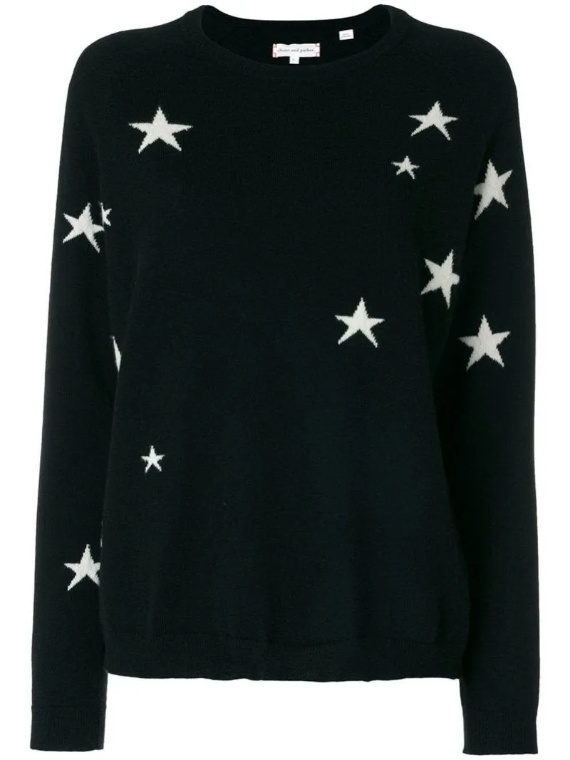 Navy Slouchy Star Cashmere Sweater