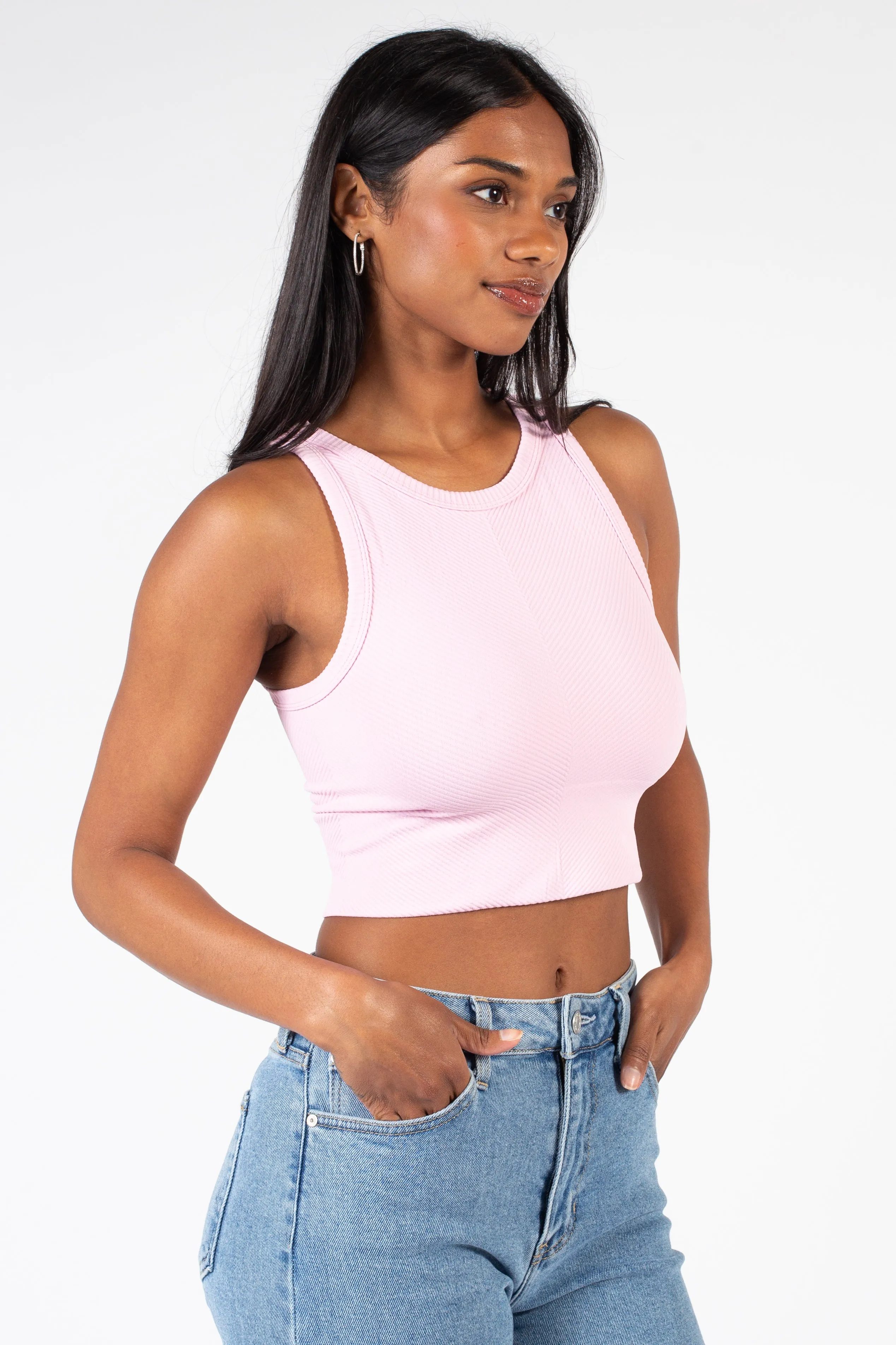 Nellie Crewneck Chevron Crop Top