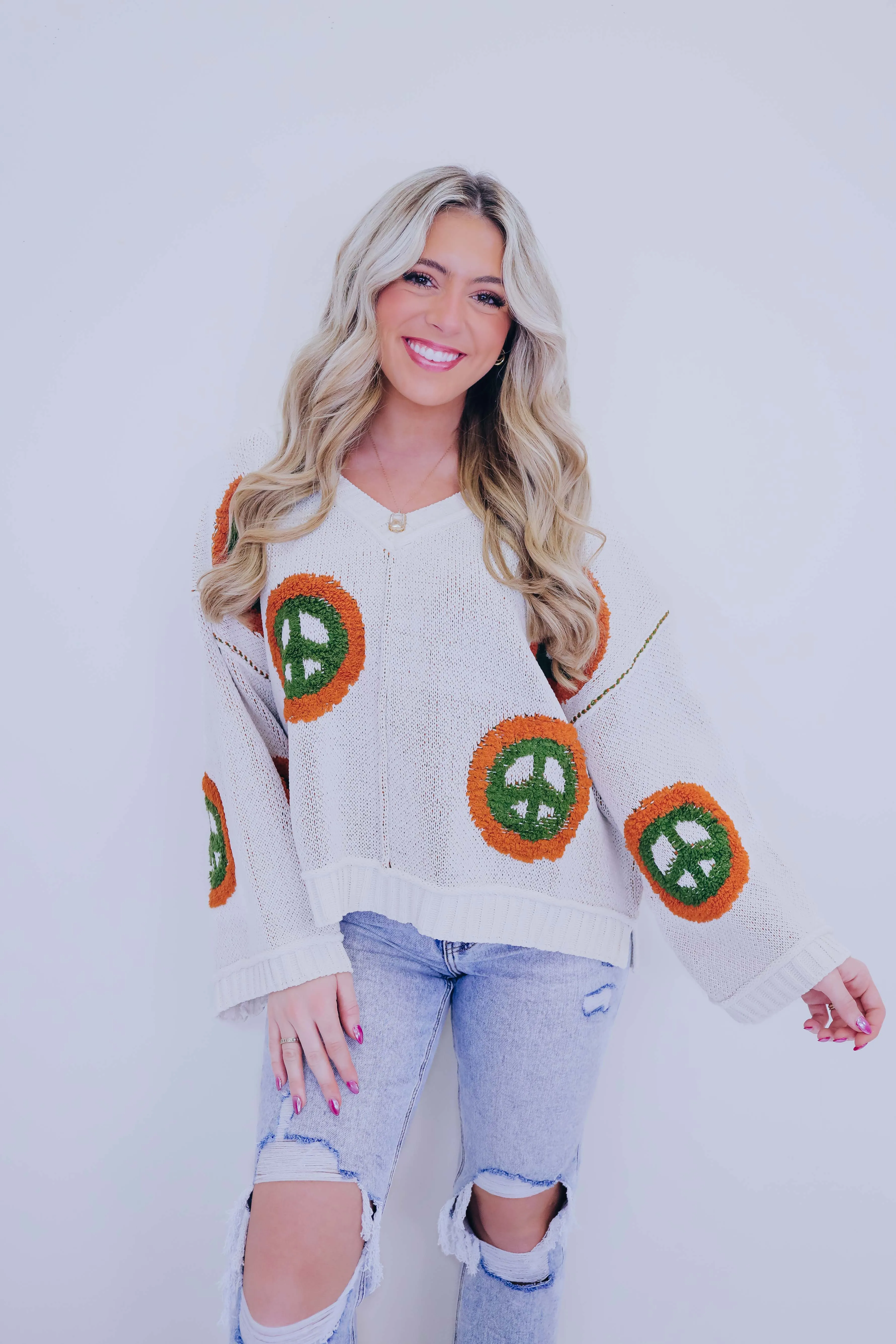 Peace Of Mind V-Neck Pullover Sweater by POL- 5 Colors