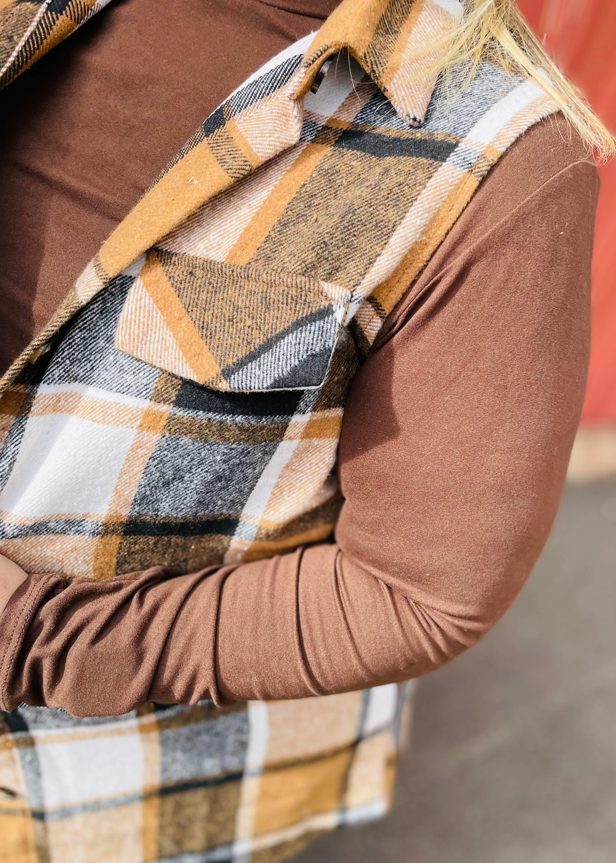 Plaid Button Up Vest Coat