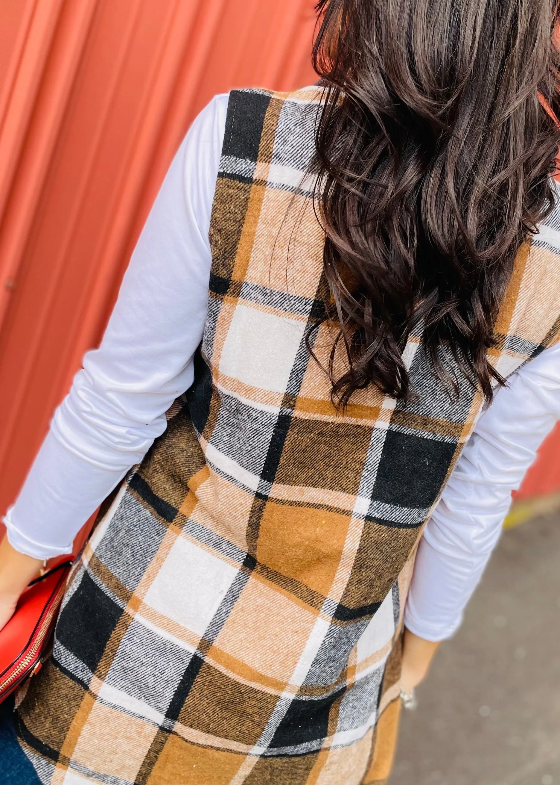 Plaid Button Up Vest Coat