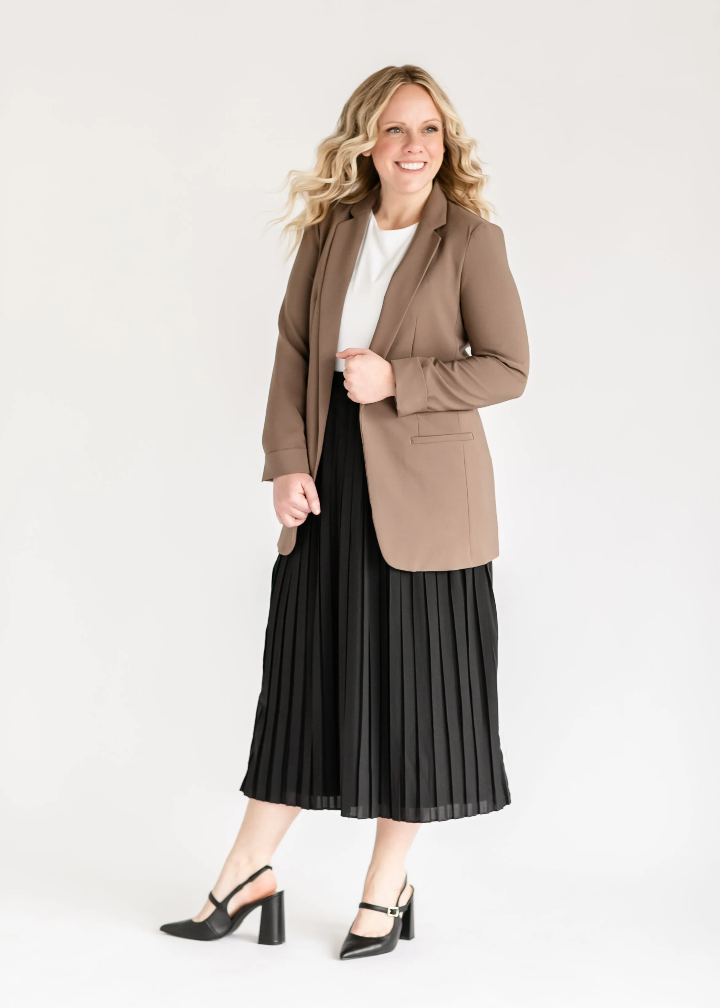 Pleated Pull-On Midi Skirt - FINAL SALE