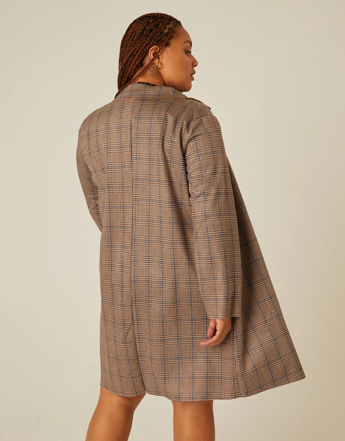 Plus Size Plaid Long Coat