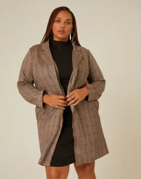 Plus Size Plaid Long Coat