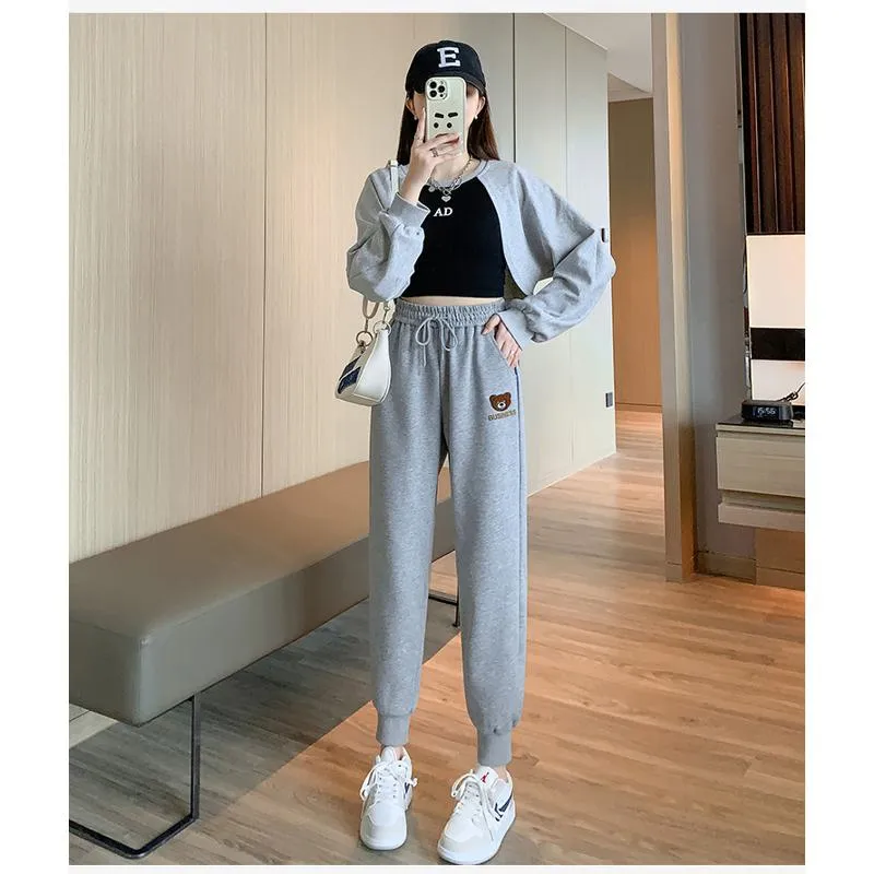 Plus Slimming Loose Fit Straight Sports Sweatpants