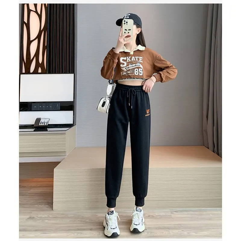 Plus Slimming Loose Fit Straight Sports Sweatpants