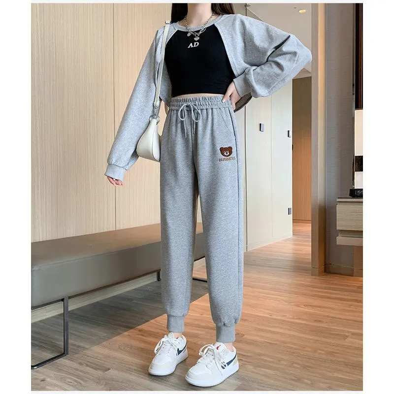 Plus Slimming Loose Fit Straight Sports Sweatpants