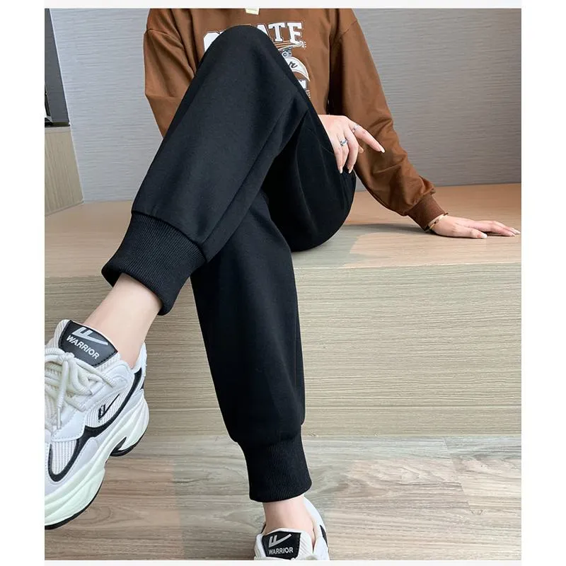 Plus Slimming Loose Fit Straight Sports Sweatpants