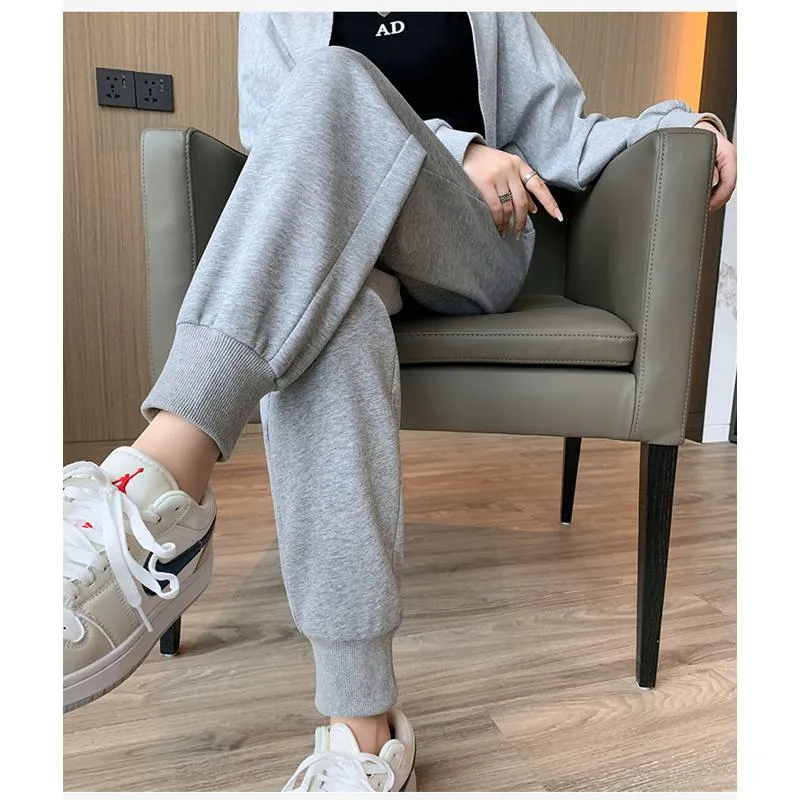 Plus Slimming Loose Fit Straight Sports Sweatpants