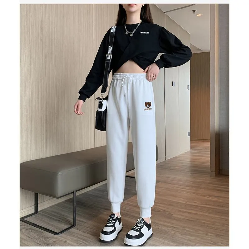 Plus Slimming Loose Fit Straight Sports Sweatpants